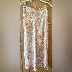 Olivaceous Floral Maxi Skirt in Pale Blue, Pink, Orange & Cream